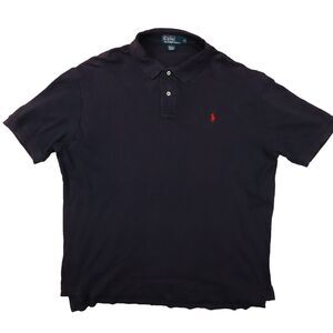 Polo Ralph Lauren Vintage Solid‎ Navy Blue Polo Shirt Red Pony size XL